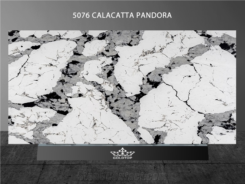Calacatta Whiter Series Pandora Quartz Slab For Home Decor