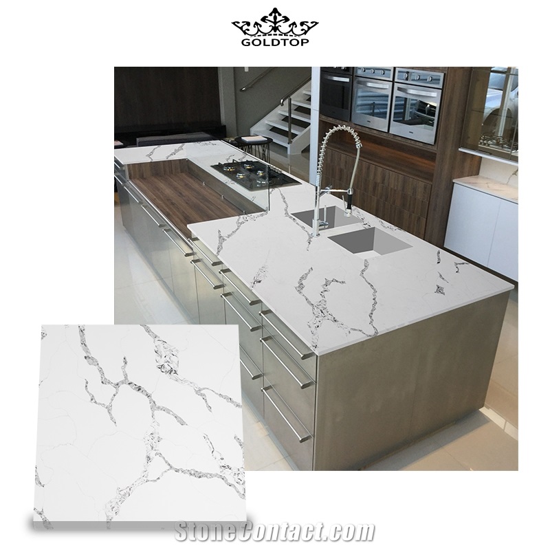 Gold Veins Calacatta Van Gogh Quartz Engineered from China