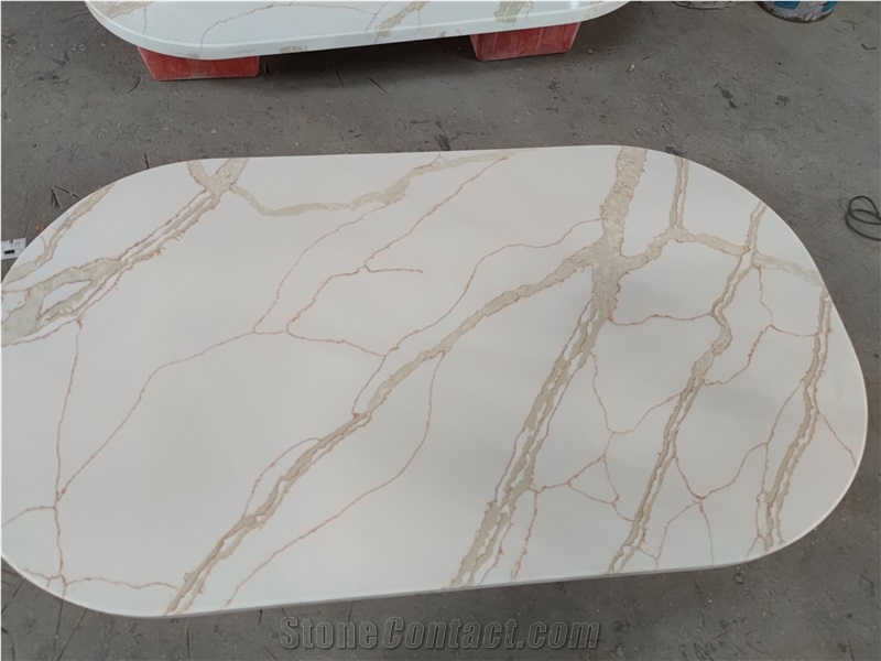 GOLDTOP Artificial Quartz Solid Surface White Gold Table Top