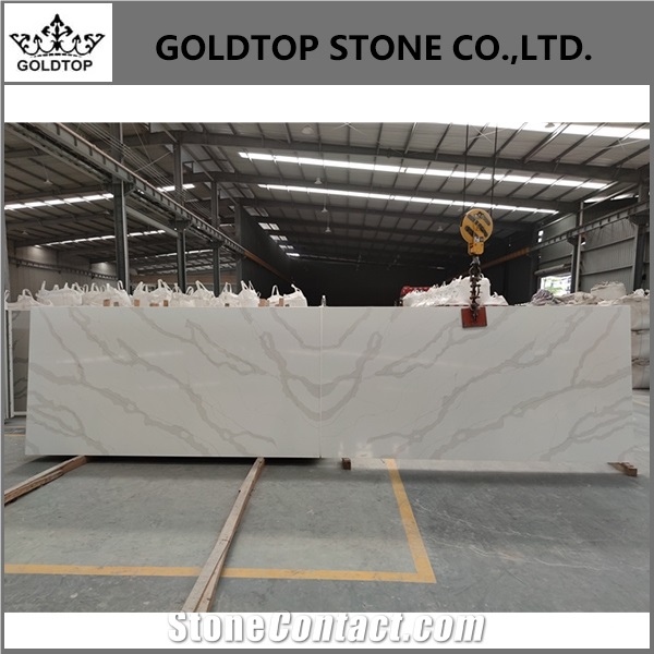 Malaysia Factory Bookmatched Calacatta White Quartz Stone