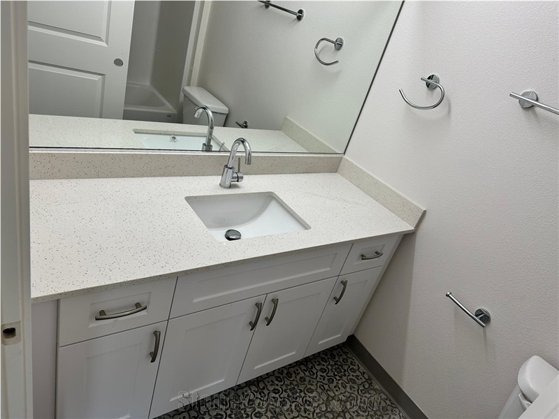 Quartz Artificial1011 Crystal White Bathroom Countertops