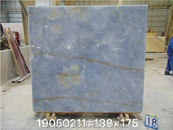 2021 Popular Blue Onyx Slabs Tiles Wall Cladding Use
