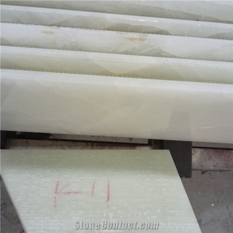 Backlit Translucent Ice White Onyx Slab For Bathroom Wall