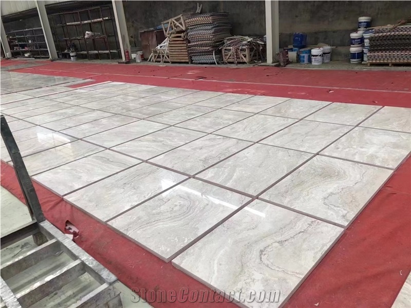 Goldtop Cut To Size Natural Ink Cloud White Marble Tiles