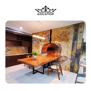 Nice Chinese Yellow Tiger Onxy Slabs For Dinning Table