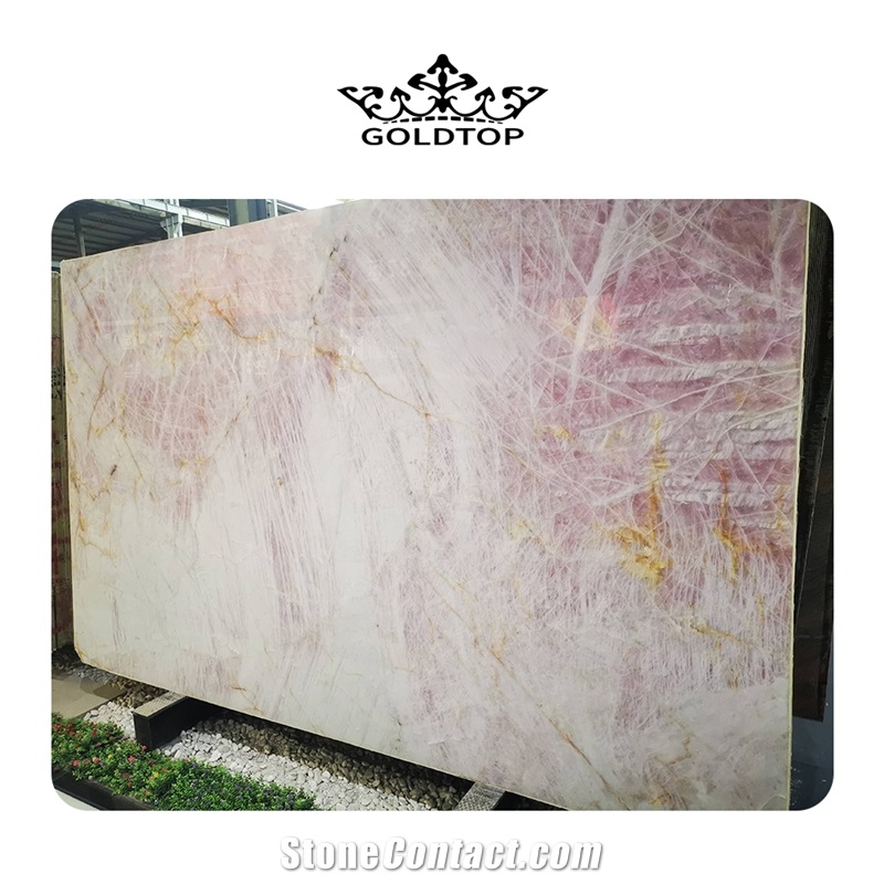 Pink Translucent Quartzite Stone Slabs For Hotel