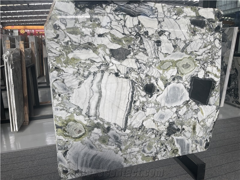 China Jade /Ice Green Marble Slabs Tiles Polished