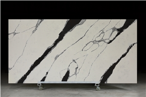 Artificial Stone Match Panda White Stone Quartz Slabs