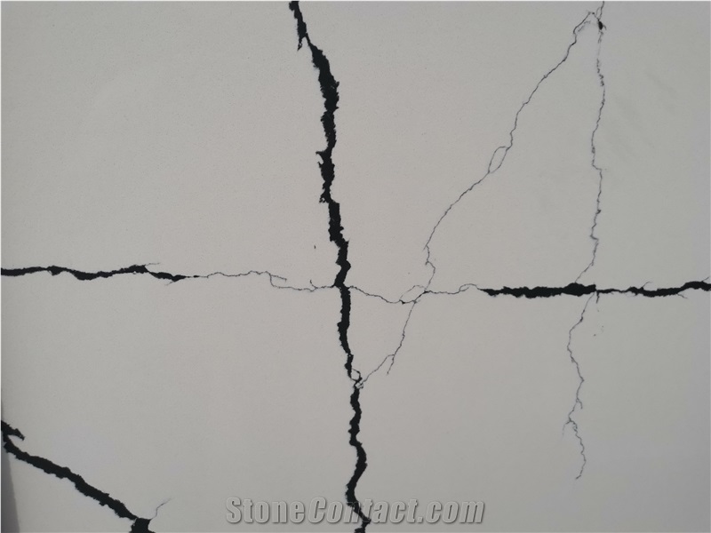 White Calacatta Quartz Stone Slab With Black Veins China