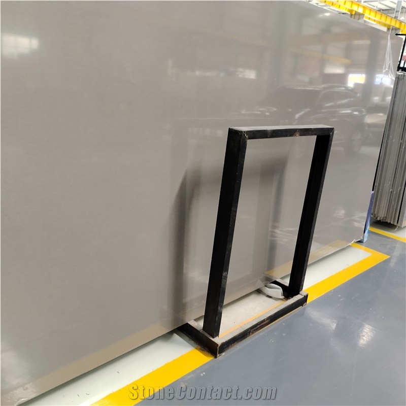 Artificial Pure Grey Quartz Slabs For Engineered Walls