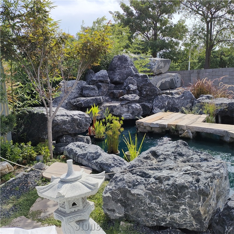 Black Nature Taishan Stone For Irregular Garden Design