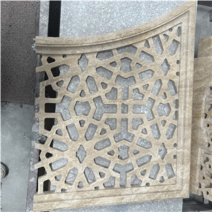 CNC Carved Beige Classic Travertine Wall Decoration Building Ornaments