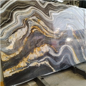 Factory Price Natural Black Tremendal Quartzite Slab For Bar