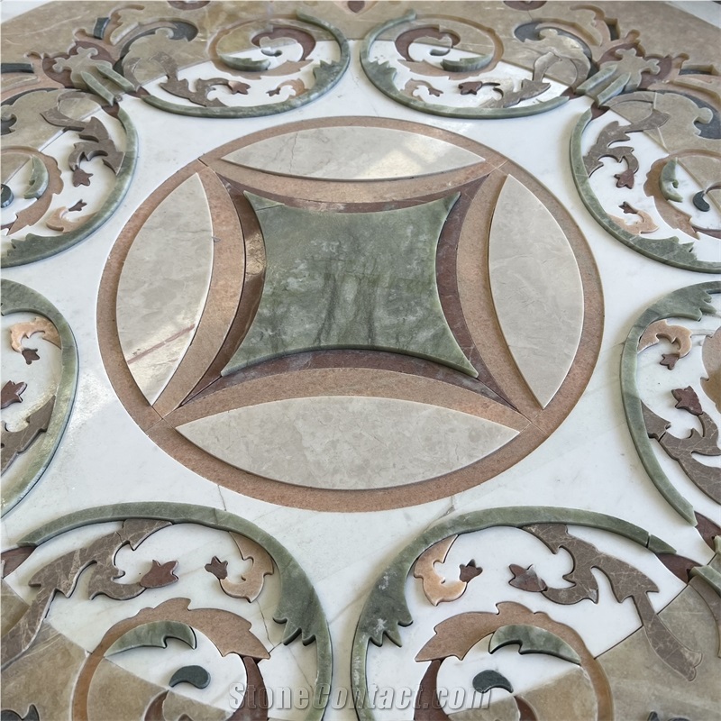 Good Design Water-Jet Pattern Round Medallion Floor Tiles