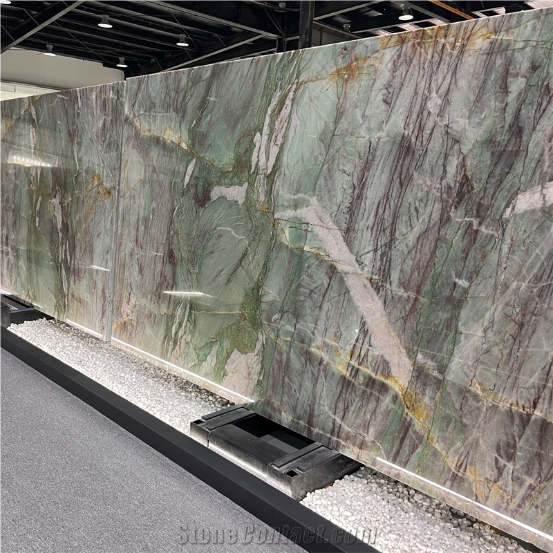 Luxury Top Quality Royal Green Quartzite Slab For Wall Decor