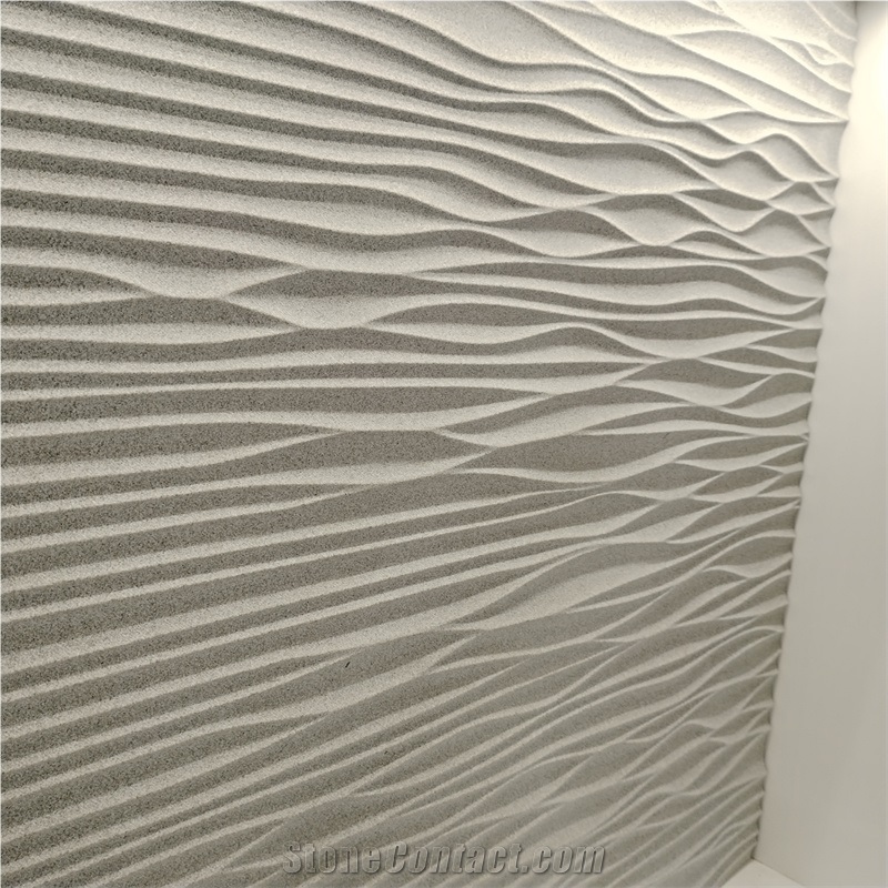 Natural Grey Limestone CNC Carving Square For Commercial Wall
