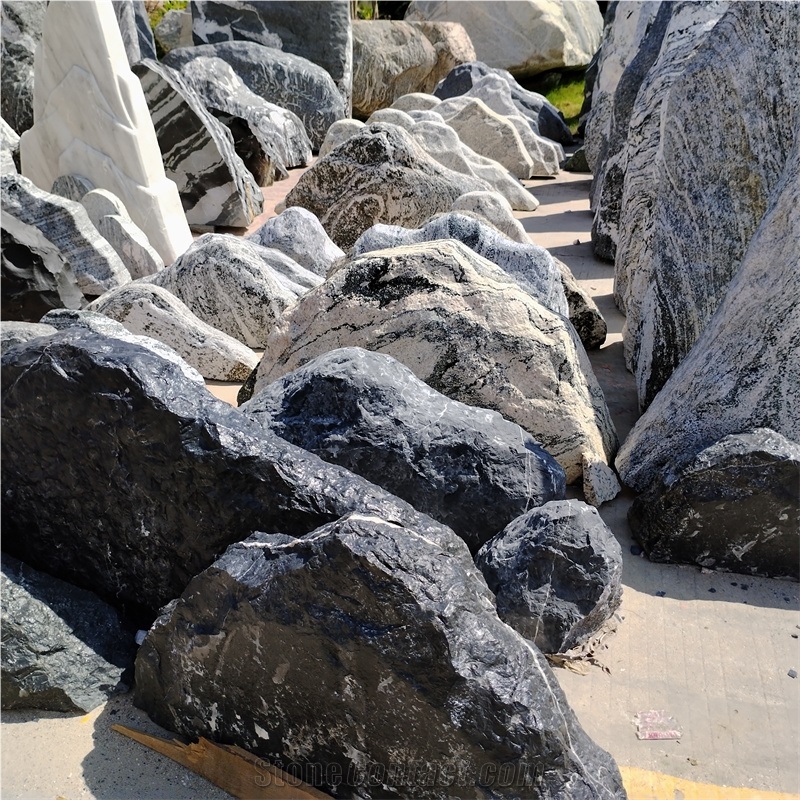Natural Small Size Black Mount Landscaping Stone For Rockery