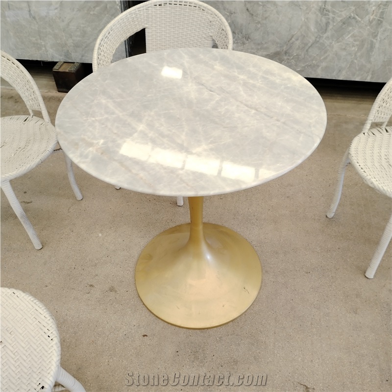Own Factory Ice Jade Marble Small Round Table Top For Coffee