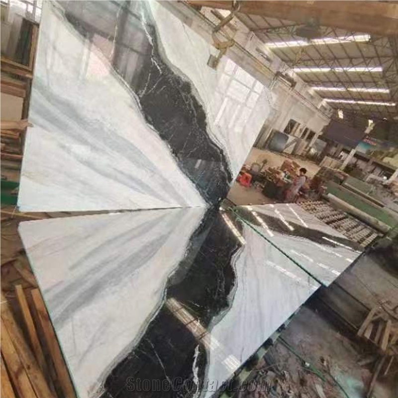 Polished China Panda White Marble Slab For Floor Wall Tiles