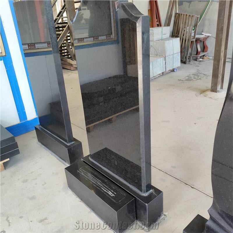 Polishing Pure Black Granite Monument For Cemetery Tombstone