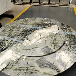 Sapanca Green Marble Large Round Table Top With Turntable