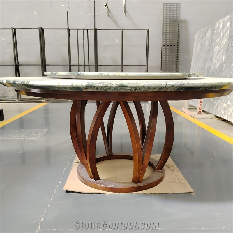 Sapanca Green Marble Large Round Table Top With Turntable