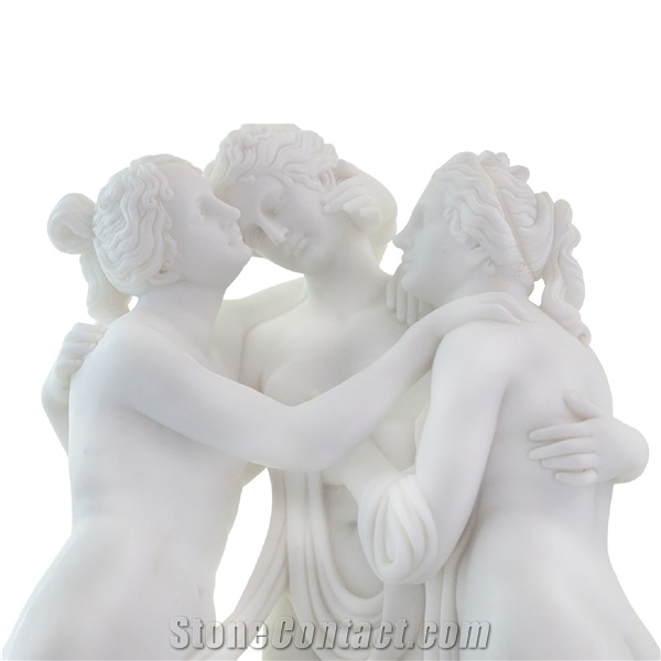 Three Graces Sculpture In White Marble