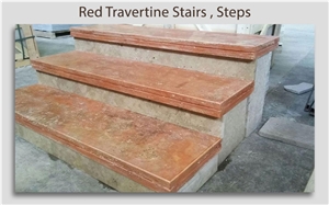 Red Travertine Stair, Steps