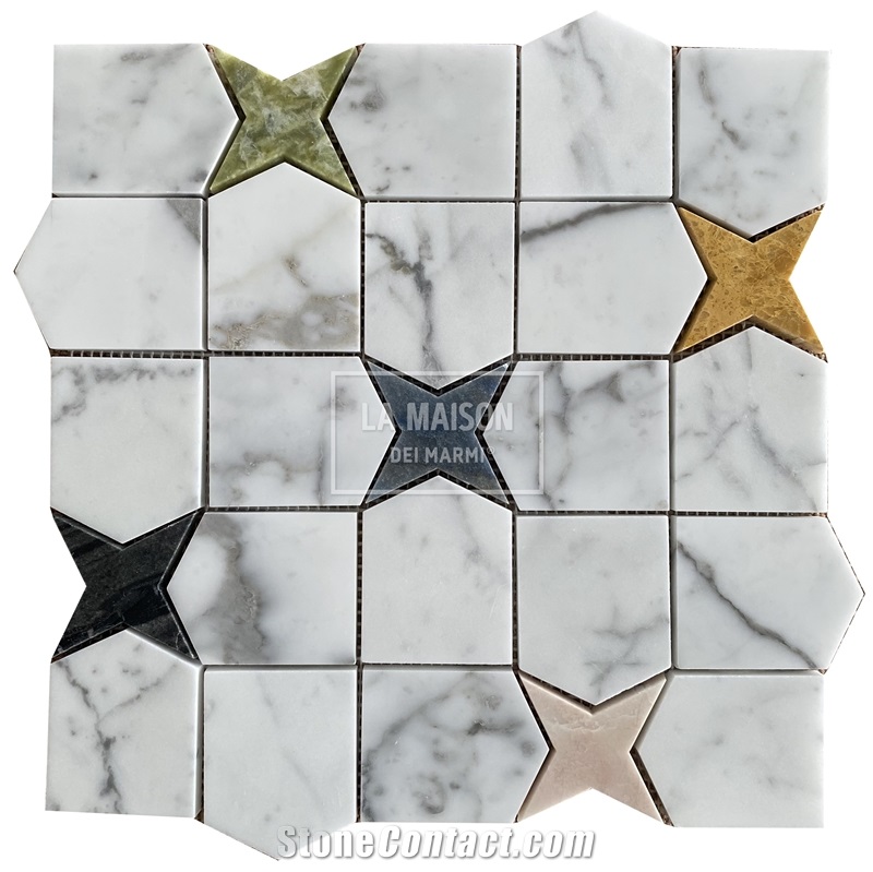 Designed Pattern Waterjet Natural Marble Customized Mosaic