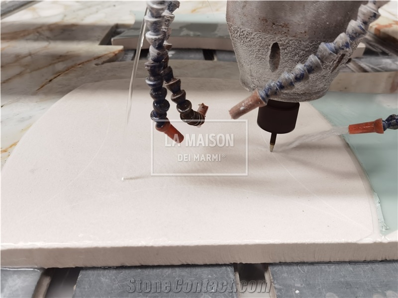 Waterjet&CNC Carving White Limestone Stone For Wall Tiles