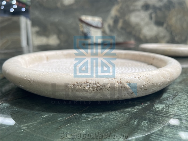 Roman Travertine Round Unfilled Plate