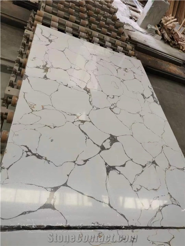Artificial Calacatta White Solid Surface Marble Slab