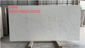 Polished Artificial Stone Calacatta White Quartz Slab