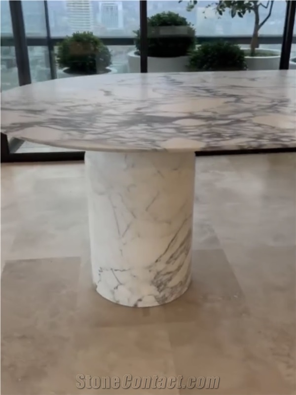 Italy Arabescato White Marble  Cut To Table Leg