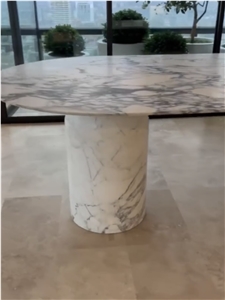 Italy Arabescato White Marble Cut To Table Leg