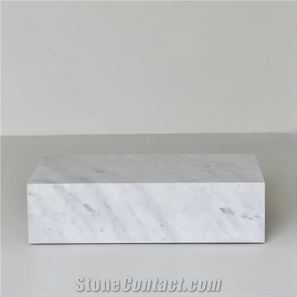 Natural Carrara White Marble Plinth,Optimustone Coffee Table