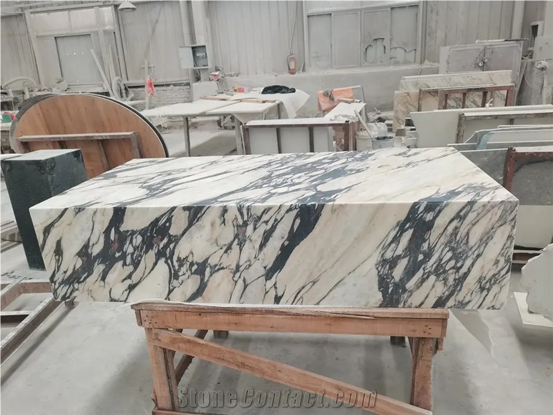 Natural Stone Plinth Calacatta Violet Marble Coffee Table
