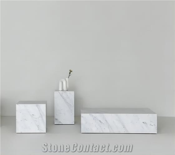 Optimustone Marble Furniture Carrara White Stone Plinth