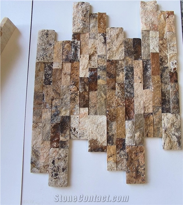 Split Face Scabas Travertine Mosaic Tiles