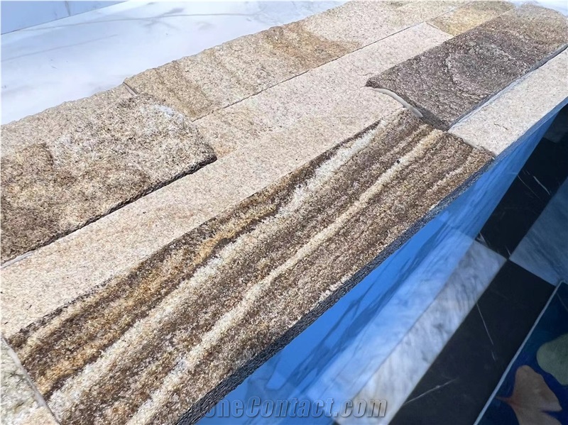 Chinese Wooden Yellow Slate Culture Stone Wall Cladding