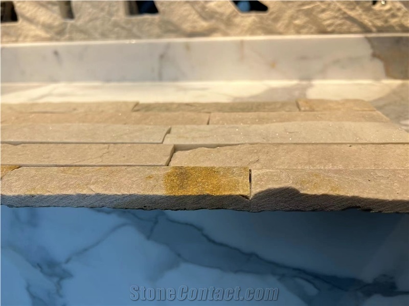 Natural Beige Marble Cultured Thin Stone Veneer Sparkle