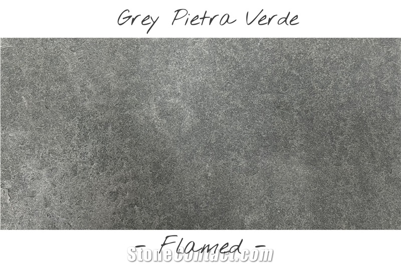 Grey Pietra Verde Paving Tiles Leathered