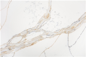Popular Gold Lines White Color Quartz Slab Stone Tile