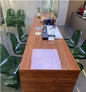 Red Travertine Table