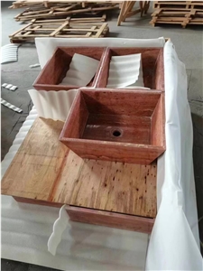 Red Travertine Wash Basin