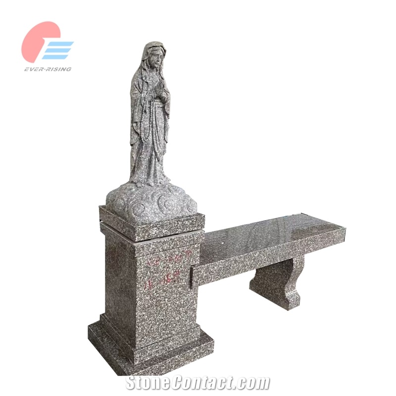 G664 Granite Seat Columbarium With Madonna Statue