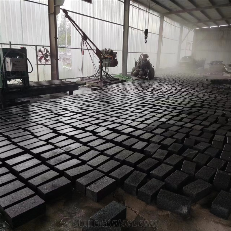 China Black Granite Cube Driveway Paving For Garden Pavings