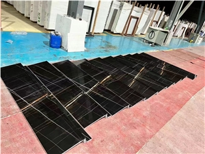 Sahara Noir Marble Stairs Cases For Interior Decoration