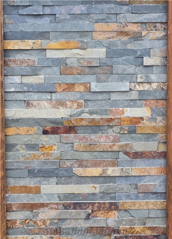 Multicolor Rustic Slate Stacked Wall Stone Panel