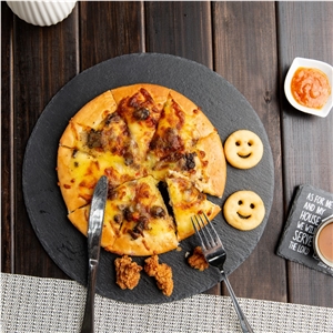 China Black Stone Tray Cheese Board Round Slate Plate